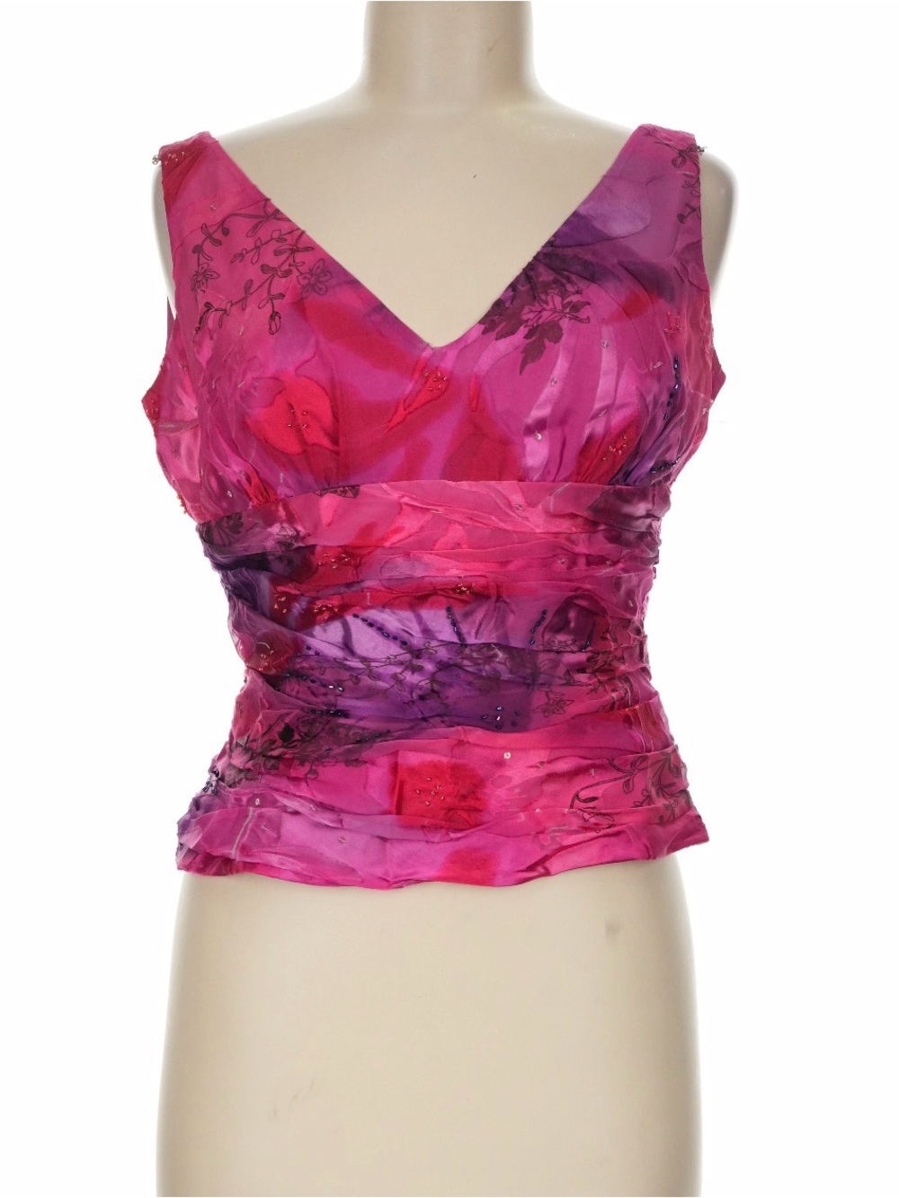 Adrianna Papell Pink & Purple Floral V-Neck Camisole